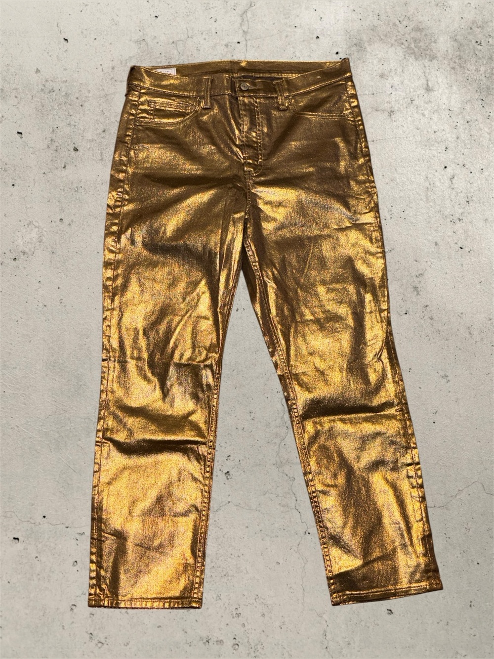 Gap High Rise Metallic Gold Y2K Vintage Slim Jeans Size 32 Regular
